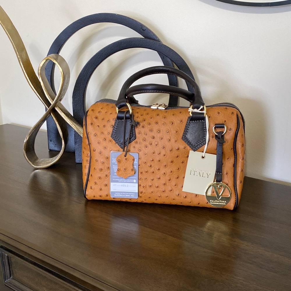 VALENTINA WOMENS SPEEDY BAG OSTRICH LEATHER